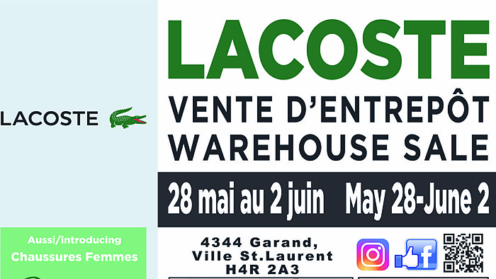 Lacoste Warehouse sale up 80% off 